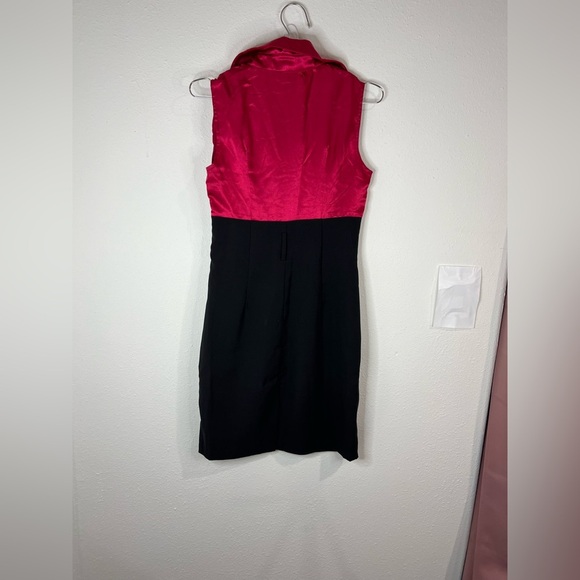 Roulette Pink & Black Sleeveless Ruffle Button-Up Dress Size 4P Double Breasted - Picture 7 of 9